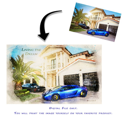 Personalized Watercolor Digital Print Only - You Print it yourself on your favorite item